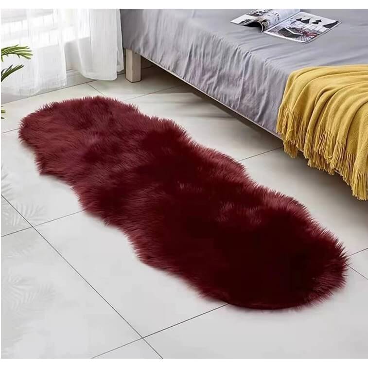 Red Fur Carpet for Living Room with Anti Slip Bottom in AjmanShop