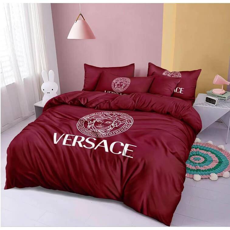 Versace Red Bedsheet 6pcs Set Cotton Material- AjmanShop