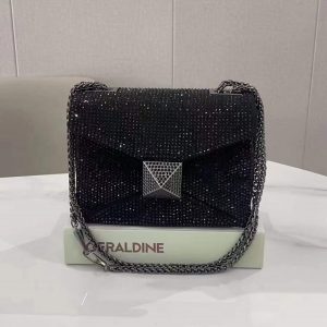Crystal Black Bag by Valentino with Long Belt- AjmanShop