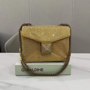 Crystal Golden Bag by Valentino with Long Belt- AjmanShop