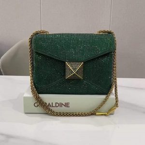 Crystal Green Bag by Valentino with Long Belt- AjmanShop