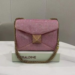 Crystal Pink Bag by Valentino with Long Belt- AjmanShop