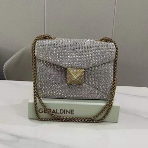 Crystal Silver Bag by Valentino with Long Belt- AjmanShop