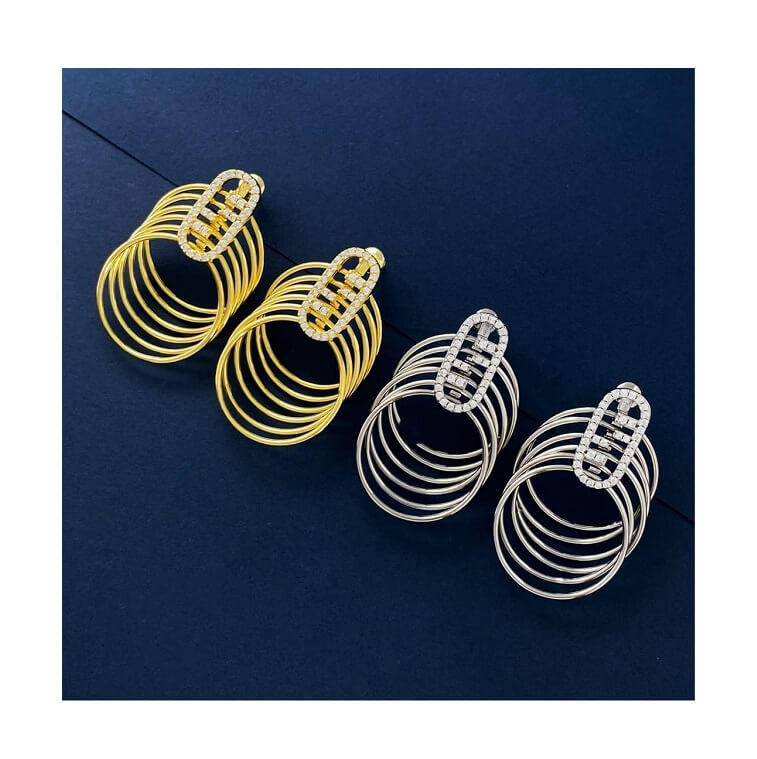 Fendi Multilayer Earrings Gold Silver Color Tassels in AjmanShop