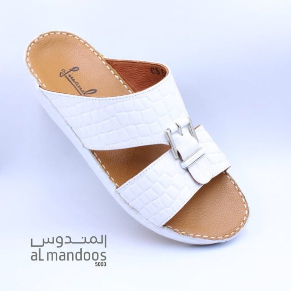 Sandal for Men Leather Lock Design White- AjmanShop