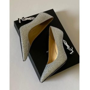 YSL Bridal Heels Silver and Gold - AjmanShop