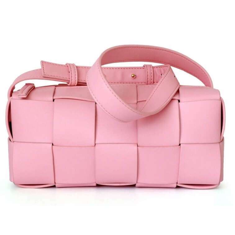 Bottega Leather Flap Bag Pink- Ajmanshop (1)