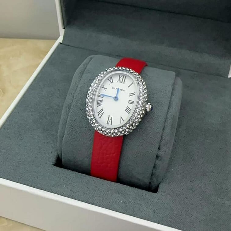 Cartier Leather Watch for Women in Stone Dial- AjmanShop