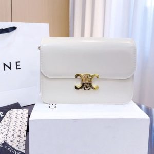 Celine Calfskin Shoulder Bag White - AjmanShop