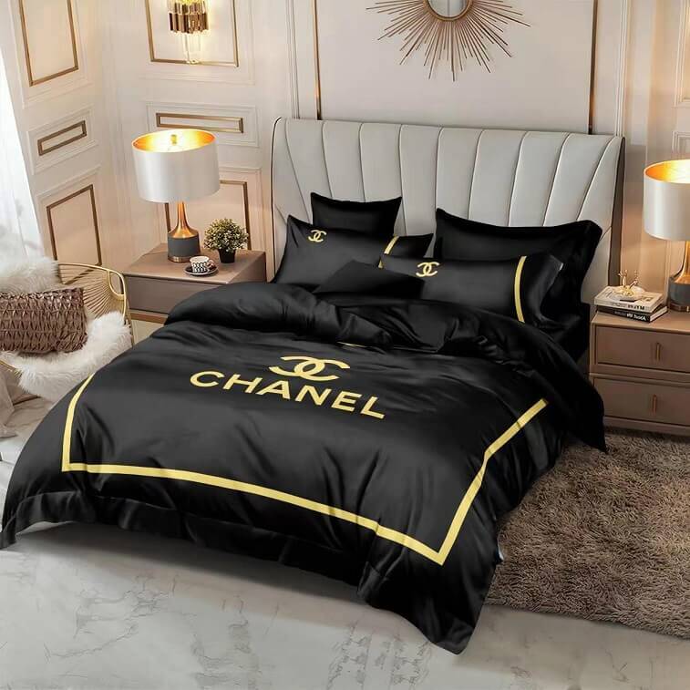 Chanel Brand Bedsheet Set 6pcs in Cotton Material- AjmanShop