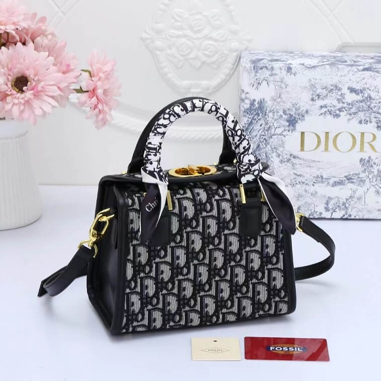 Dior Canvas Handbag for Women with Logo- AjmanShop