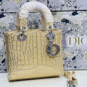 Dior Crocodile Bag Medium Decorated with Stone Logo- AjmanShop