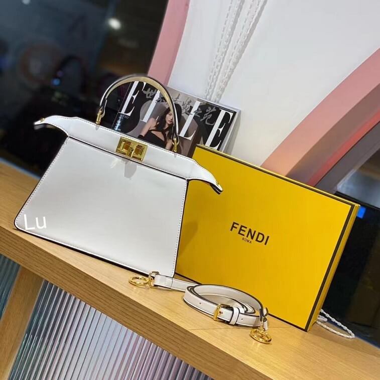 Fendi Peekaboo White Mini Handbag- AjmanShop