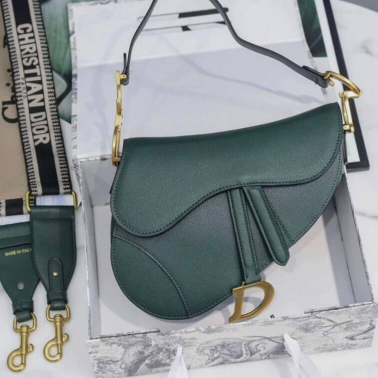 Saddle leather handbag Dior Green in Leather - 27733755