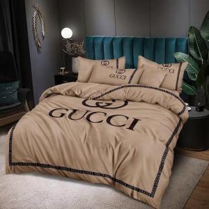 Gucci Bedsheet Set 6pcs in Cotton Material, Beige - AjmanShop