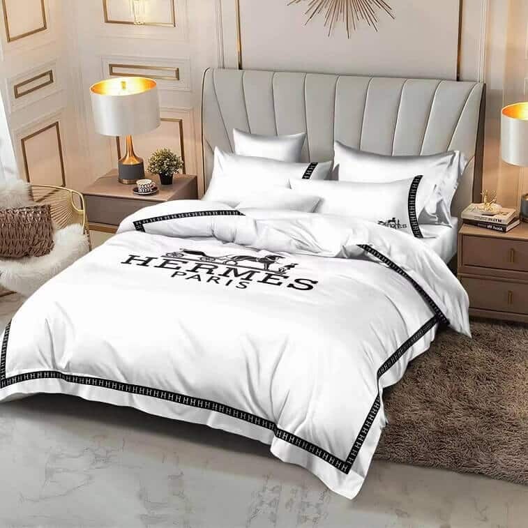 Hermes Brand Bedsheet Set 6pcs in Cotton Material- AjmanShop