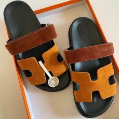 Hermes Chypre Women Sandals Orange, Brown - AjmanShop