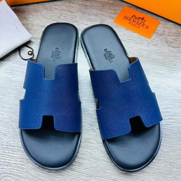 Hermes Mens Leather Sandal Blue- AjmanShop