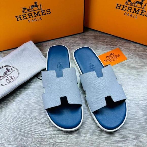 Hermes Mens Leather Sandal Gray- AjmanShop