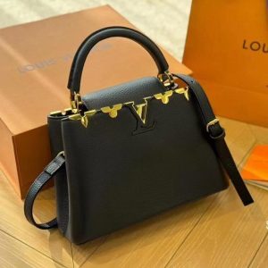 LV Capucines Bag Metal Floral Edge Taurillon Leather - AjmanShop