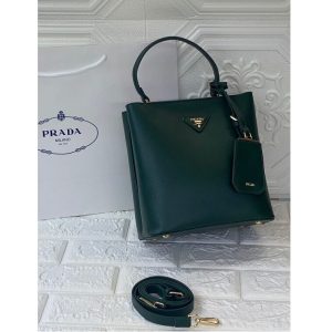 Prada Green Handle Bag Saffiano Lux Leather Medium in AjmanShop