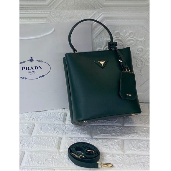 Prada Green Handle Bag Saffiano Lux Leather Medium- AjmanShop