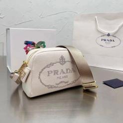 Prada Mini Leather Handbag , White- AjmanShop