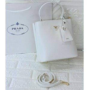 Prada White Handle Bag Saffiano Lux Leather Medium in AjmanShop