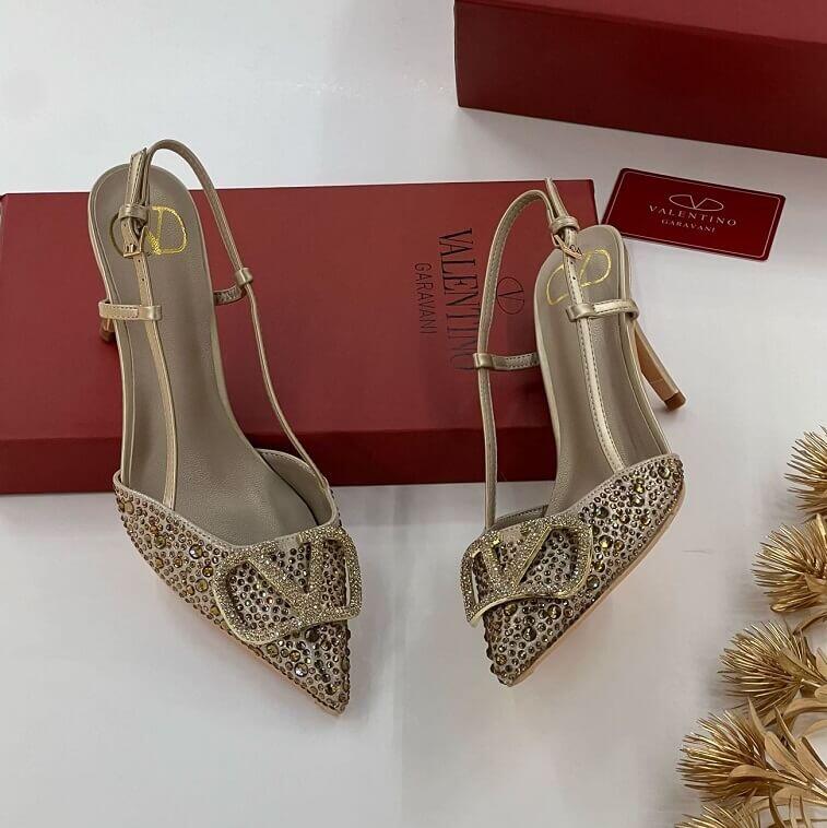 Valentino Classic Heels for Women in Shiny Suede- AjmanShop